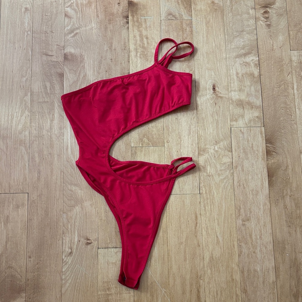 Elegant Red One-Shoulder Bodysuit